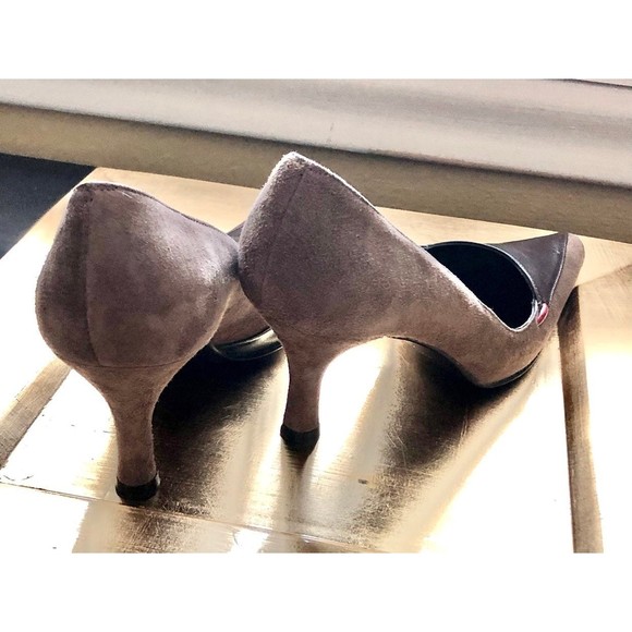 Sesto Meucci Brown Taupe Suede & Contrast Leather Pointy Toed Heels 6.5 N Narrow - Picture 8 of 12